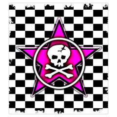 Pink Star Skull Checker Drawstring Pouch (Medium) from ArtsNow.com Front