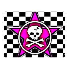 Pink Star Skull Checker Double Sided Flano Blanket (Mini) from ArtsNow.com 35 x27  Blanket Back