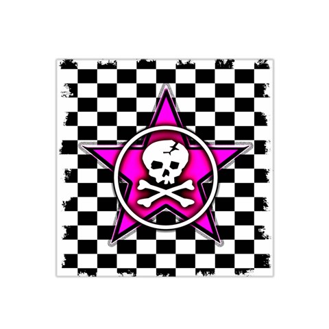 Pink Star Skull Checker Satin Bandana Scarf from ArtsNow.com Front