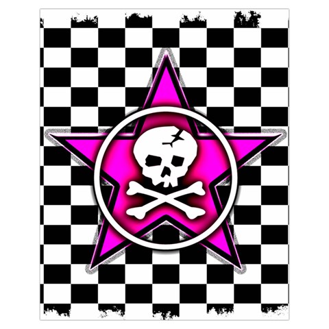 Pink Star Skull Checker Drawstring Pouch (XL) from ArtsNow.com Front