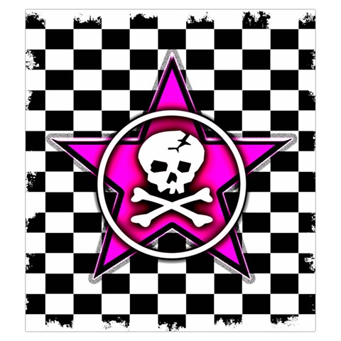 Pink Star Skull Checker Drawstring Pouch (XXL) from ArtsNow.com Front