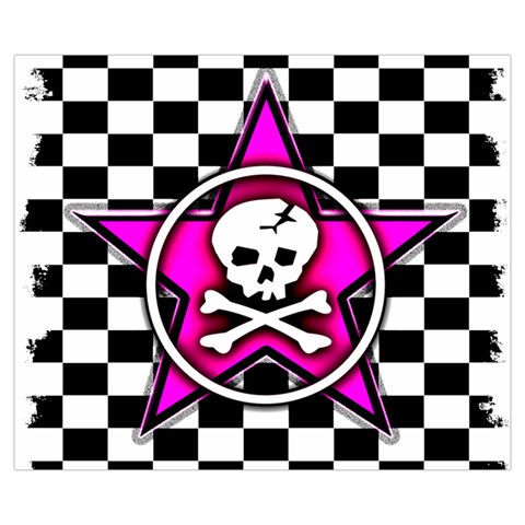 Pink Star Skull Checker Zipper Medium Tote Bag from ArtsNow.com Front