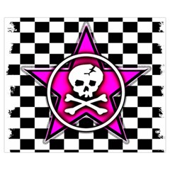 Pink Star Skull Checker Zipper Medium Tote Bag from ArtsNow.com Front