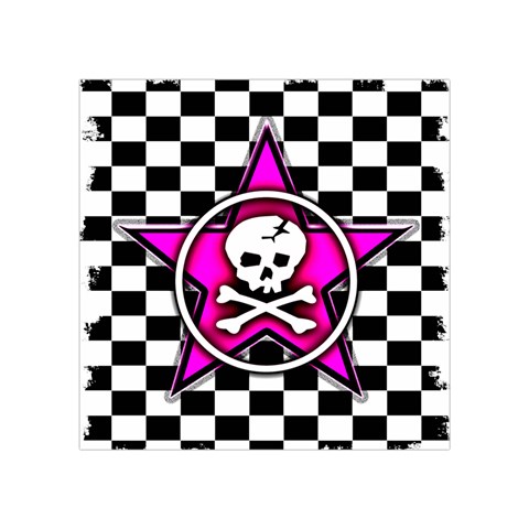 Pink Star Skull Checker Square Tapestry (Small) from ArtsNow.com Front