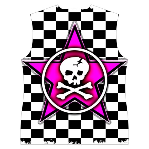 Pink Star Skull Checker Women s Button Up Vest from ArtsNow.com Back