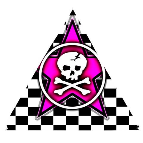 Pink Star Skull Checker Wooden Puzzle Triangle from ArtsNow.com Front