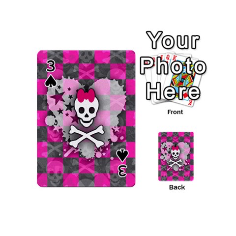 Princess Skull Heart Playing Cards 54 Designs (Mini) from ArtsNow.com Front - Spade3