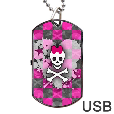 Princess Skull Heart Dog Tag USB Flash (One Side) from ArtsNow.com Front