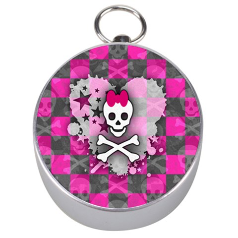 Princess Skull Heart Silver Compass from ArtsNow.com Front