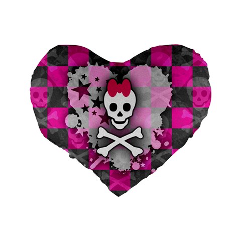 Princess Skull Heart Standard 16  Premium Flano Heart Shape Cushion  from ArtsNow.com Back