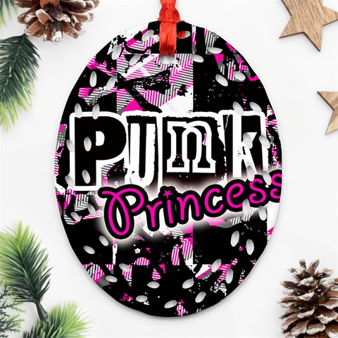 Punk Princess Oval Filigree Ornament (Two Sides) from ArtsNow.com Front