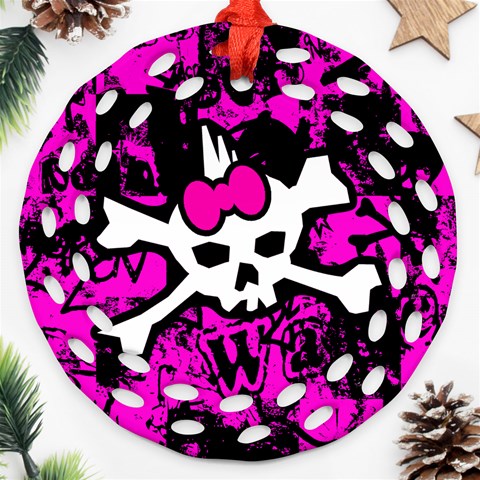 Punk Skull Princess Ornament (Round Filigree) from ArtsNow.com Front