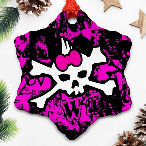 Punk Skull Princess Snowflake Ornament (Two Sides) from ArtsNow.com Back