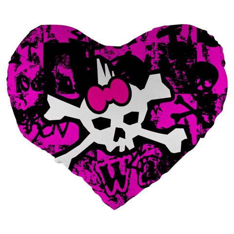 Punk Skull Princess Large 19  Premium Heart Shape Cushion from ArtsNow.com Back