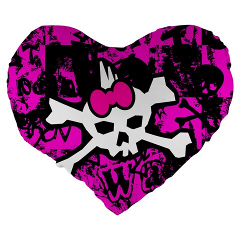 Punk Skull Princess Large 19  Premium Flano Heart Shape Cushion from ArtsNow.com Back