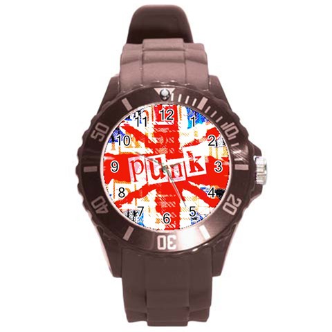 Punk Union Jack Round Plastic Sport Watch (L) from ArtsNow.com Front