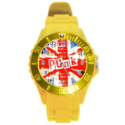 Punk Union Jack Round Plastic Sport Watch (L) from ArtsNow.com Front