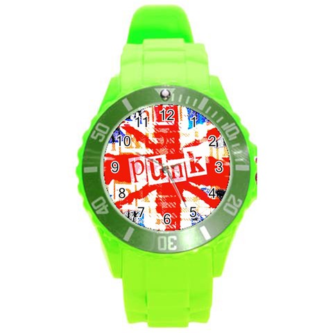 Punk Union Jack Round Plastic Sport Watch (L) from ArtsNow.com Front