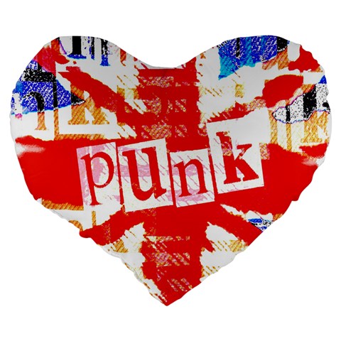 Punk Union Jack Large 19  Premium Heart Shape Cushion from ArtsNow.com Back