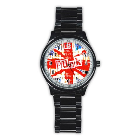 Punk Union Jack Stainless Steel Round Watch from ArtsNow.com Front