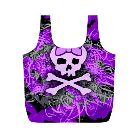 Purple Girly Skull Full Print Recycle Bag (M) from ArtsNow.com Back