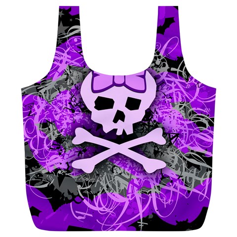 Purple Girly Skull Full Print Recycle Bag (XL) from ArtsNow.com Back