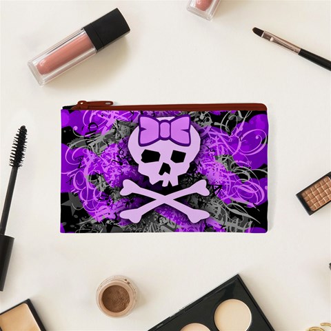 Purple Girly Skull Cosmetic Bag (XS) from ArtsNow.com Front