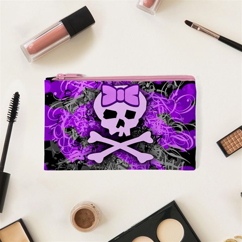 Purple Girly Skull Cosmetic Bag (XS) from ArtsNow.com Front