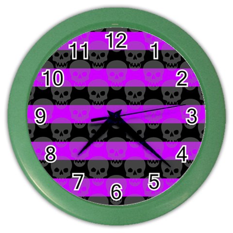 Purple Goth Skulls  Color Wall Clock from ArtsNow.com Front