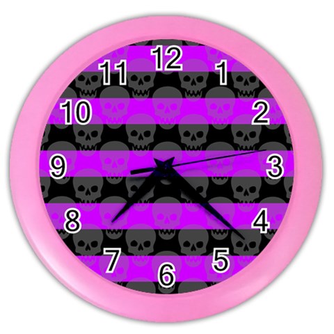 Purple Goth Skulls  Color Wall Clock from ArtsNow.com Front