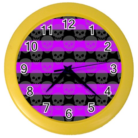 Purple Goth Skulls  Color Wall Clock from ArtsNow.com Front