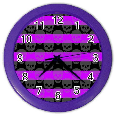 Purple Goth Skulls  Color Wall Clock from ArtsNow.com Front