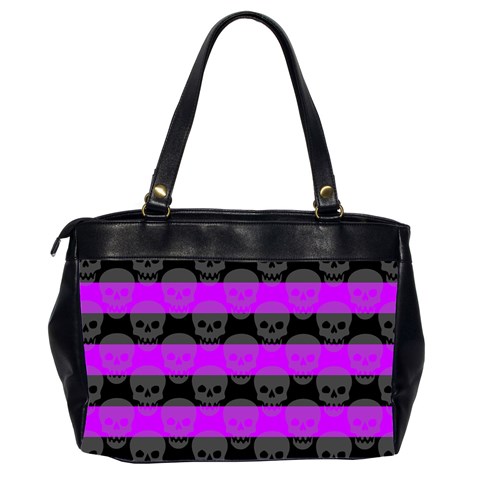 Purple Goth Skulls  Oversize Office Handbag (2 Sides) from ArtsNow.com Back