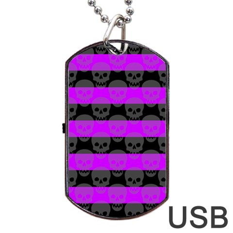 Purple Goth Skulls  Dog Tag USB Flash (Two Sides) from ArtsNow.com Front