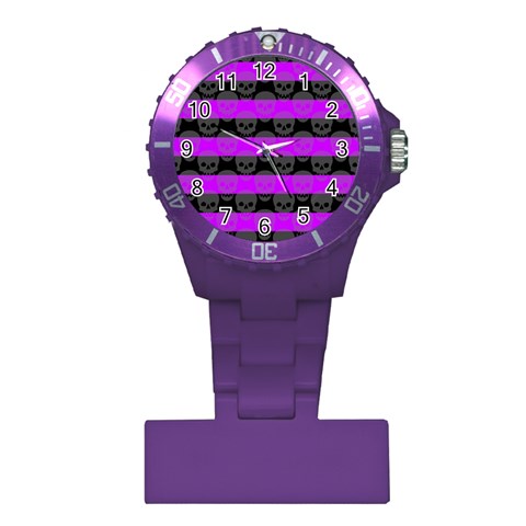 Purple Goth Skulls  Plastic Nurses Watch from ArtsNow.com Front