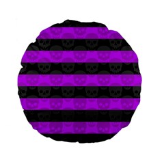 Purple Goth Skulls  Standard 15  Premium Flano Round Cushion  from ArtsNow.com Back