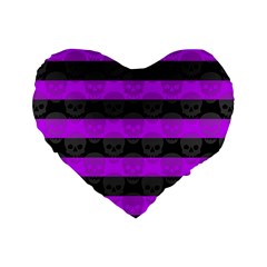 Purple Goth Skulls  Standard 16  Premium Flano Heart Shape Cushion  from ArtsNow.com Front