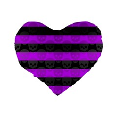 Purple Goth Skulls  Standard 16  Premium Flano Heart Shape Cushion  from ArtsNow.com Back