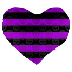 Purple Goth Skulls  Large 19  Premium Flano Heart Shape Cushion from ArtsNow.com Front