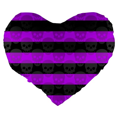 Purple Goth Skulls  Large 19  Premium Flano Heart Shape Cushion from ArtsNow.com Back