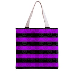 Purple Goth Skulls  Zipper Grocery Tote Bag from ArtsNow.com Front