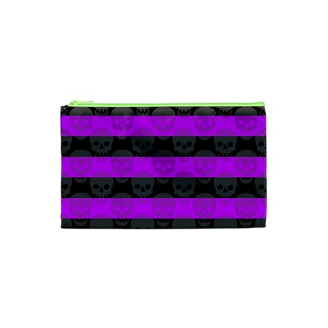 Purple Goth Skulls  Cosmetic Bag (XS) from ArtsNow.com Front