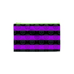 Purple Goth Skulls  Cosmetic Bag (XS) from ArtsNow.com Front