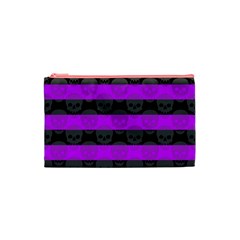 Purple Goth Skulls  Cosmetic Bag (XS) from ArtsNow.com Front