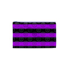 Purple Goth Skulls  Cosmetic Bag (XS) from ArtsNow.com Front