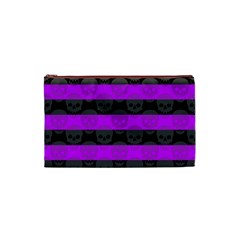 Purple Goth Skulls  Cosmetic Bag (XS) from ArtsNow.com Front