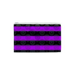 Purple Goth Skulls  Cosmetic Bag (XS) from ArtsNow.com Front