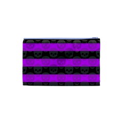 Purple Goth Skulls  Cosmetic Bag (XS) from ArtsNow.com Back