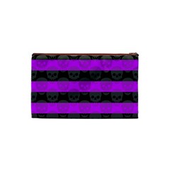 Purple Goth Skulls  Cosmetic Bag (XS) from ArtsNow.com Back