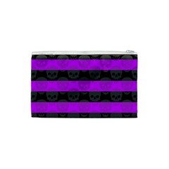 Purple Goth Skulls  Cosmetic Bag (XS) from ArtsNow.com Back